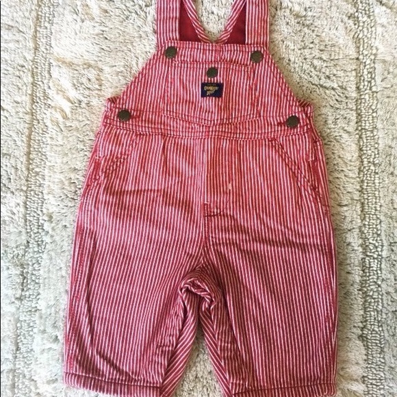 red white striped overalls